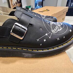 Dr. Martens Jorge II Celestial Moth Embroidered Black Leather Mules Men's Sz 11